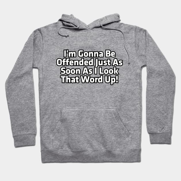 I'm gonna be offended just as soon as I look that word up! Hoodie by Among the Leaves Apparel